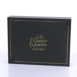 Black Leather Gift Boxes MDF Cigar Packaging Box with Gold Stamping Embossing 