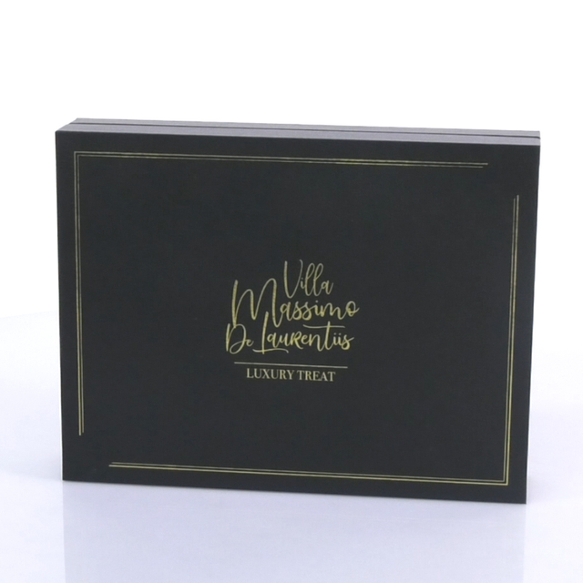 Black Leather Gift Boxes MDF Cigar Packaging Box with Gold Stamping Embossing 