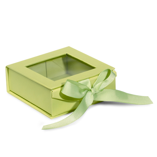 Bespoke Gorgeous Red Pink Green Gift box Cosmetic Packaging Box with window and ribbon 