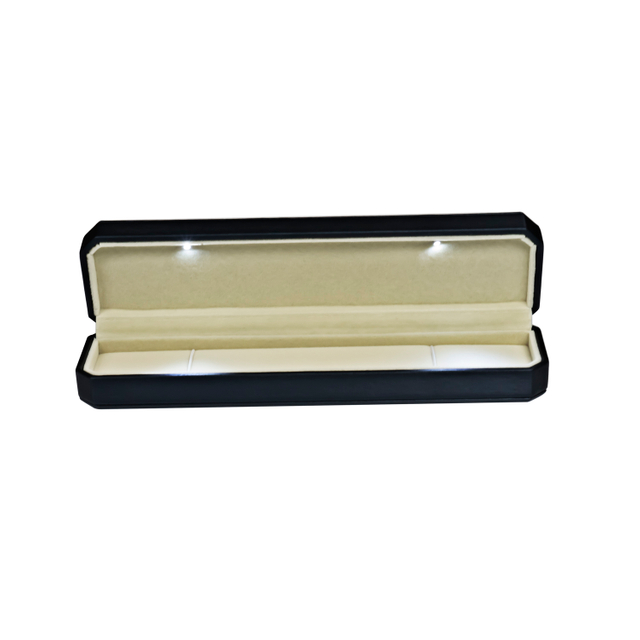 Black Leather Necklace Display Box Jewelry Packaging Box with LED lights