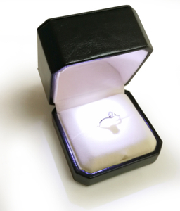 Black Leather Ring Box Jewelry Display Box with LED light