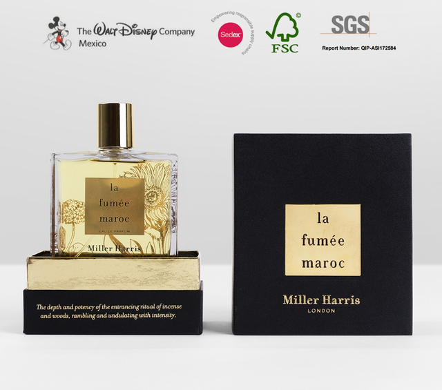 Luxury 100ml Perfume Box with Gold Stamping Spot UV and Embossing 