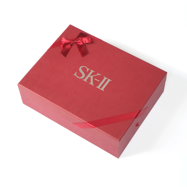 Red Rectangle Lotion Packaging Box Skincare Gift Box Body Care Box with Silk Insert