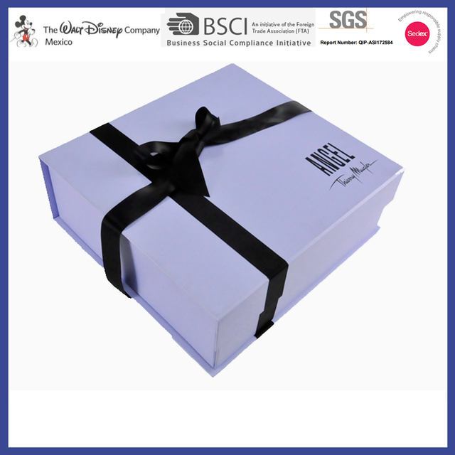 Bespoke Blue Collapsible Wellness Packaging Box Foldable Health Care Gift Box with Black Ribbon